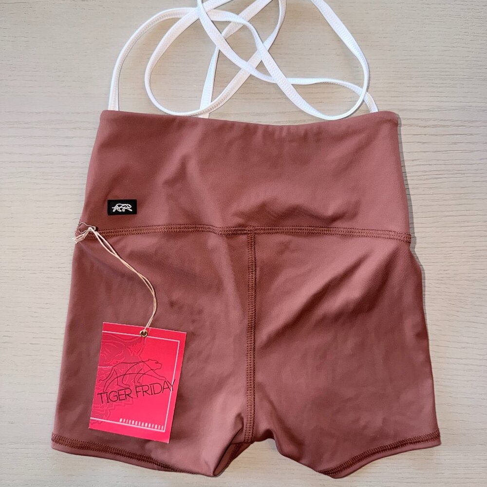 Tiger Friday Girls' Mauve Dance Shorts with White Straps